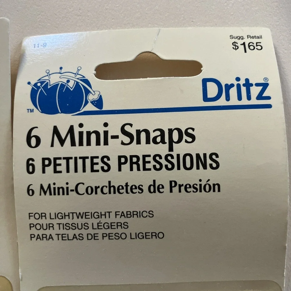 Vintage Dritz Gripper Brand Snap Fasteners, Mini-snaps 8mm 11-8 White 2 Packs